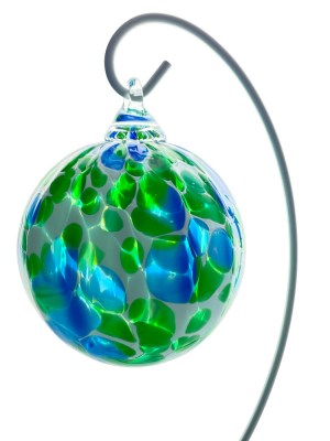 Blue Green and White Speckled Bauble